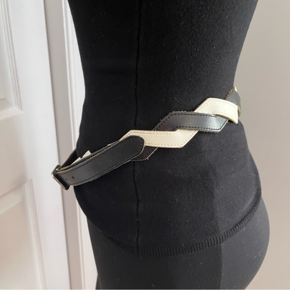 DIESEL BLACK AND WHITE BRAIDED LEATHER BELT - Picture 6 of 14